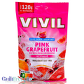 Opakowanie Guiltfree cukierków bez cukru VIVIL Pink Grapefruit z witaminą C w różowej torebce 120g