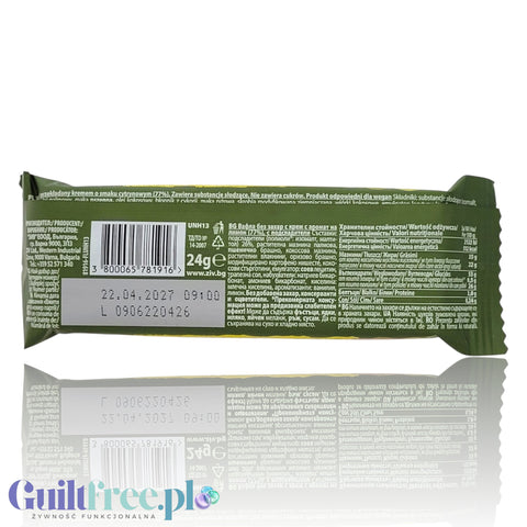 Guiltfree wegański wafelek cytrynowy Sweet Plus bez cukru w opakowaniu 24g z widocznym składem i wartościami odżywczymi