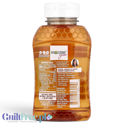 Guiltfree Wholesome Yum syrop słodzący o smaku miodu z cynamonem bez cukru w plastikowej butelce 312g